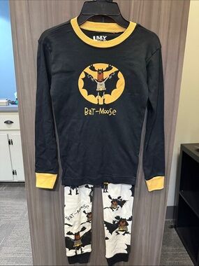 Lazy One Kids Bat-Moose Black and Yellow Pajama Set